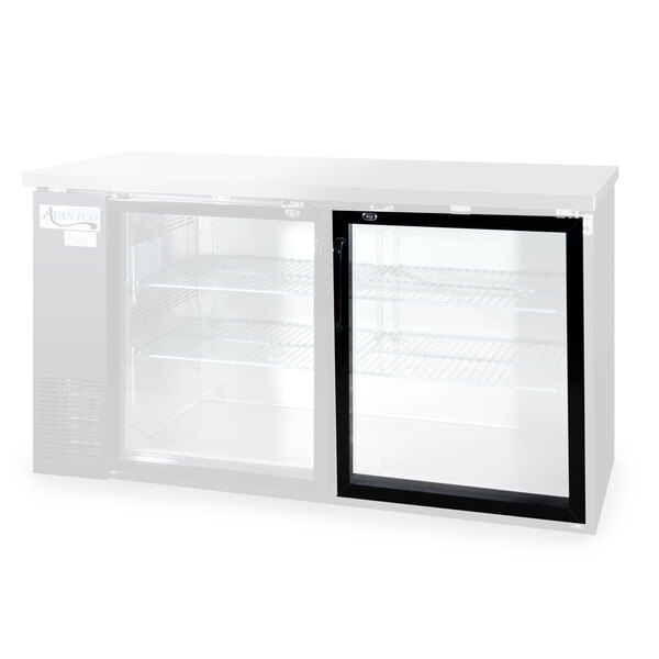 The right hinged glass door for an Avantco refrigerator.