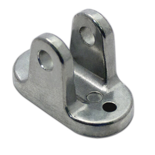 A pair of stainless steel Nemco Handle Brackets with holes.
