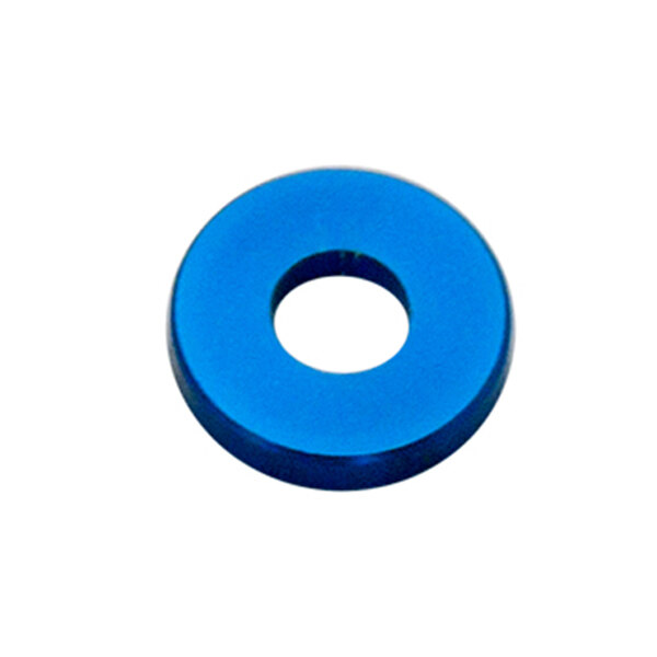 A blue circle with a white circle in the middle.