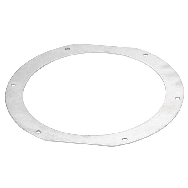 A circular metal ring with holes.