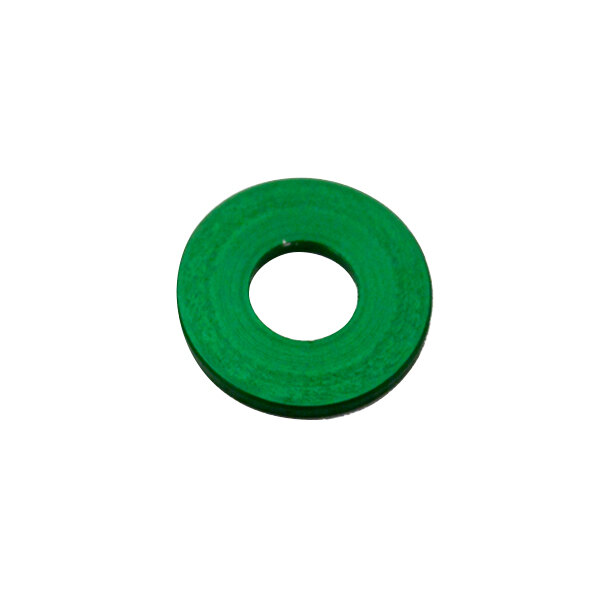 A green circle with a white circle and a hole in the middle.