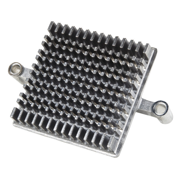A metal square push plate with holes.