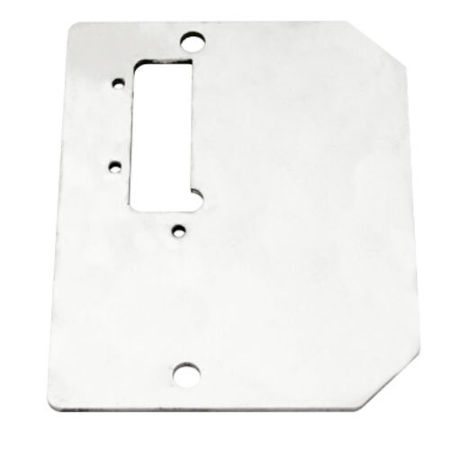 A white metal face plate with holes for a Nemco Spiral FryKutter.