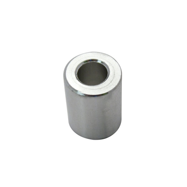 A stainless steel Nemco end spacer with a hole in a metal cylinder.