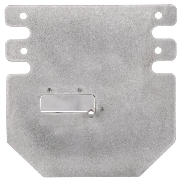 A Nemco metal face plate with two holes and a screw.