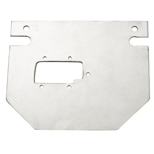 A metal face plate with holes.