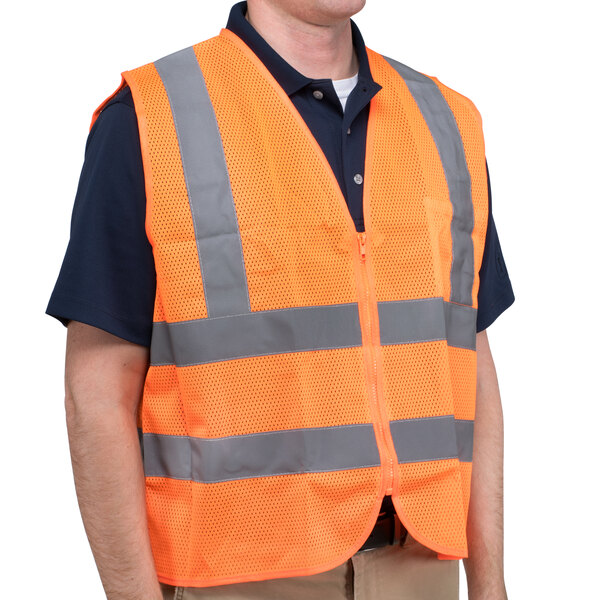An orange Cordova high visibility safety vest with reflective stripes.