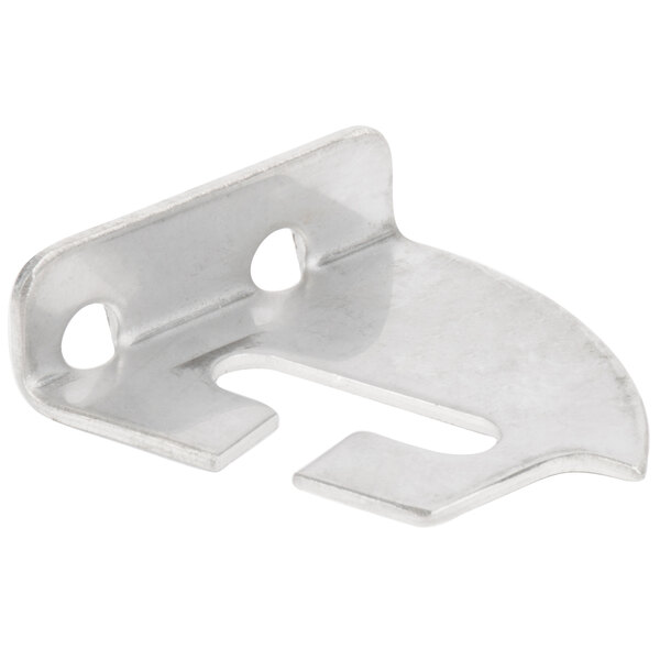 A metal Avantco right lid hinge bracket with two holes on it.