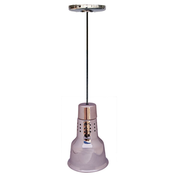 A Hanson Heat Lamps ceiling mount heat lamp with a metal shade.