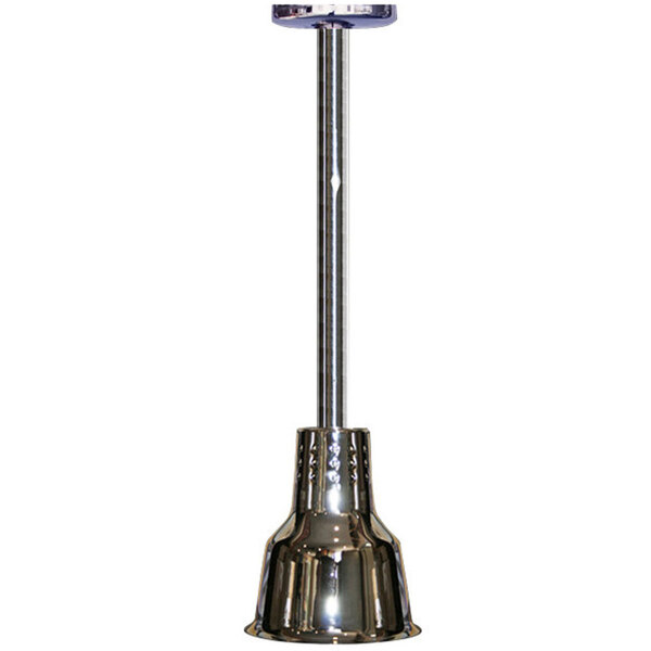 A Hanson Heat Lamp with a metal pole and a chrome finish.