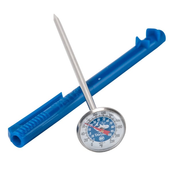 A Taylor blue pocket probe thermometer.