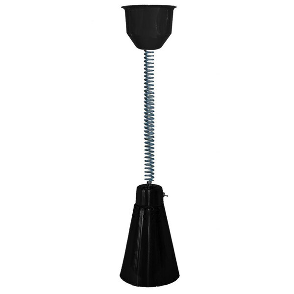 A black cone-shaped Hanson Heat Lamp with a metal base.