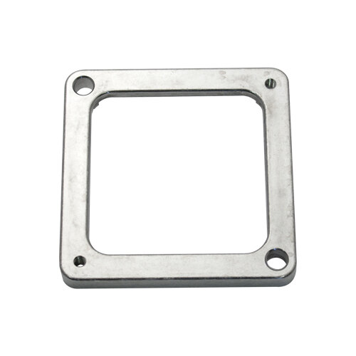 A silver square Nemco blade holder with holes.