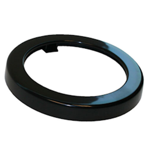 A black plastic trim ring for San Jamar cup dispensers.