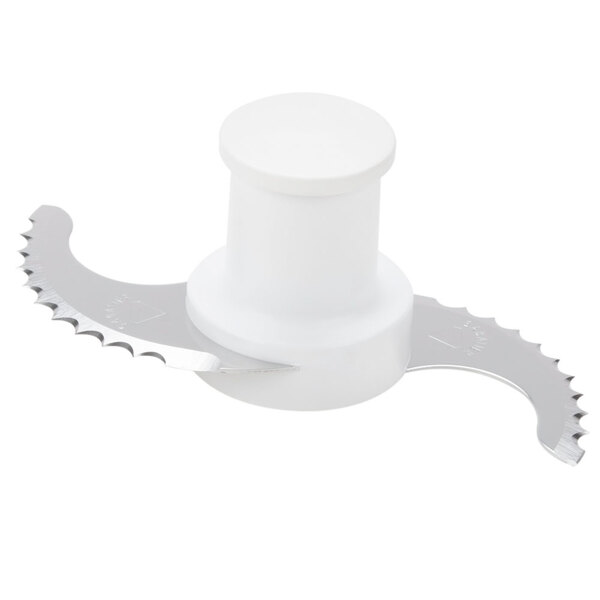 A white plastic Robot Coupe "S" blade with a white top.