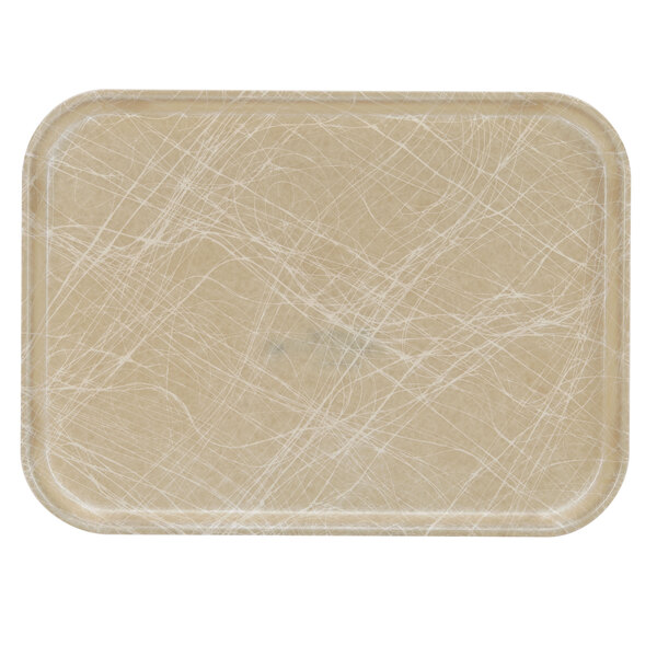 A rectangular tan Cambro fiberglass tray.