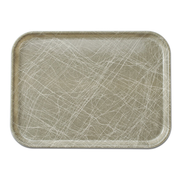 A rectangular Cambro tray with a white surface and gray abstract lines.