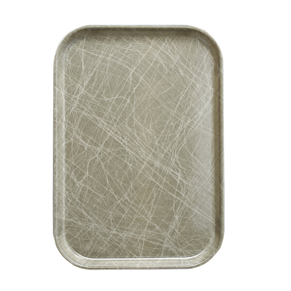 A rectangular Cambro tray insert with a gray abstract design.
