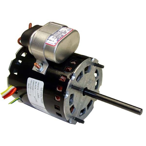 A close-up of a small electric motor with wires.