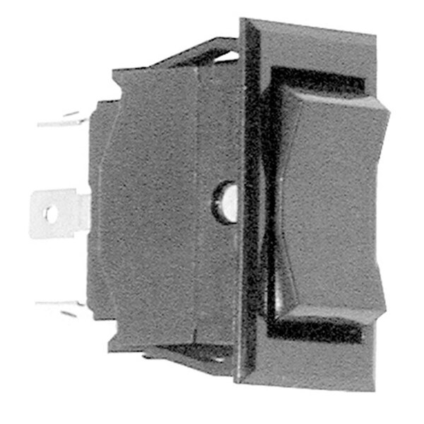 A close-up of a black All Points On/Off/On Rocker Switch.
