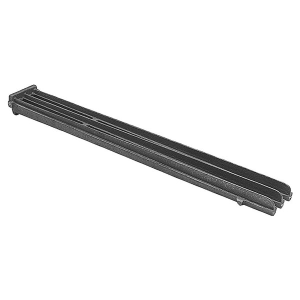 A black metal cast iron broiler grate with two handles.