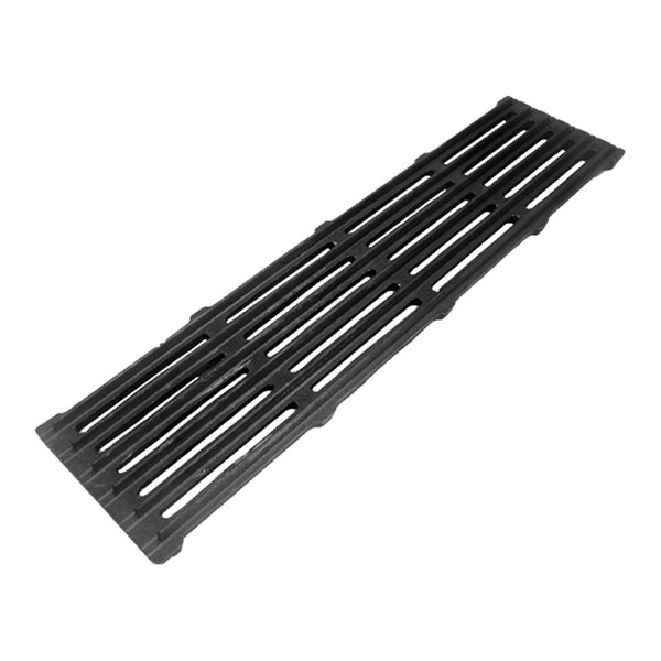 A black cast iron broiler grate with four bars.