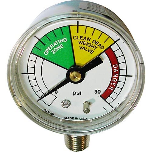 A close-up of an All Points pressure gauge with a green, yellow and red meter.