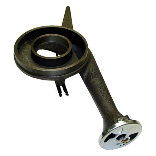 A white metal All Points front burner assembly with a round hole in the metal.