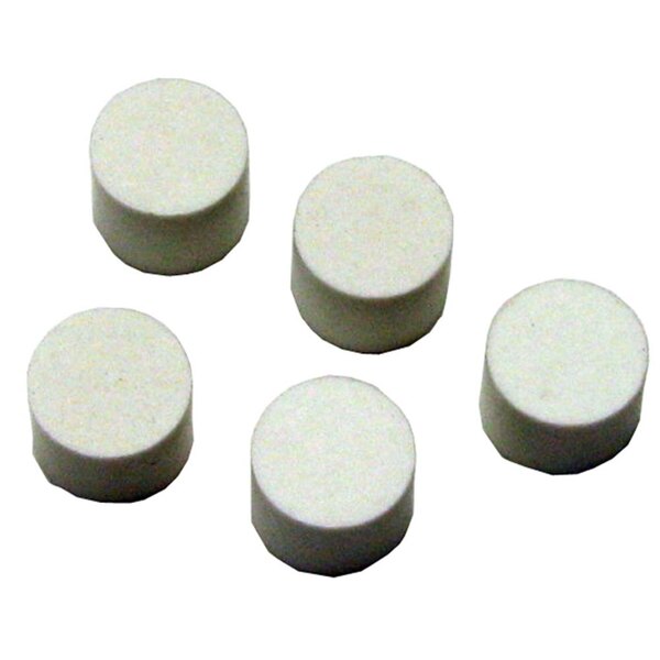 A group of white round cylinder caps.