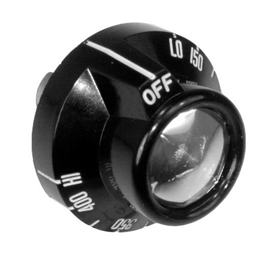 A black knob with white text for temperatures ranging from Off to 400 degrees.
