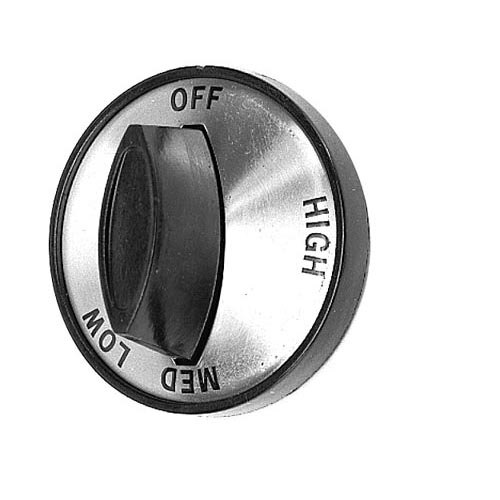 A black and silver All Points warmer knob with the word "High" in white.