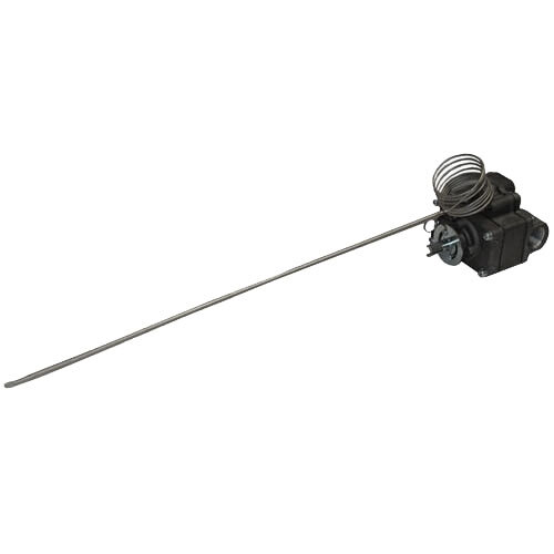 A long thin metal rod with a coiled metal capillary tube.