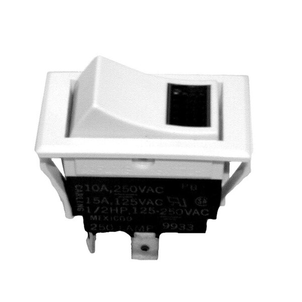 A white device with a black on/off switch.