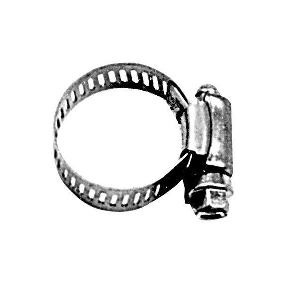A close-up of an All Points stainless steel hose clamp with a metal ring and nut.