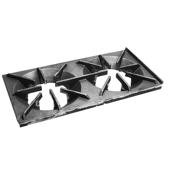 A black metal double spider grate with built-in bowl.
