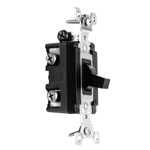 An All Points On/Off toggle switch with a metal handle, black and silver in color.