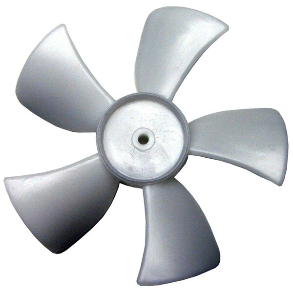 A white plastic All Points fan blade with a hole in the center.