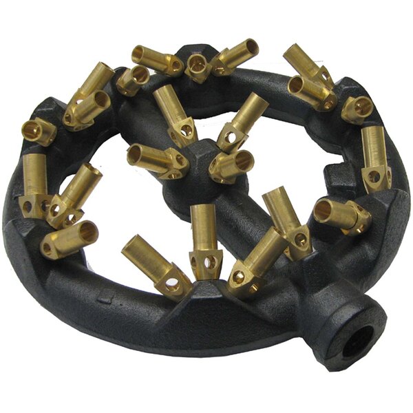 A black cast iron All Points jet burner with brass fittings.