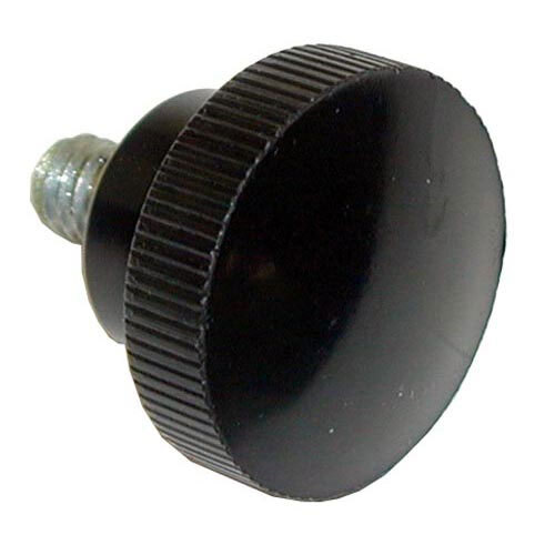 A black plastic knob with a screw on top.