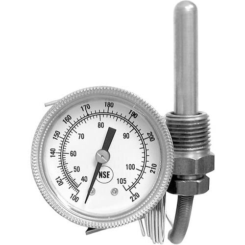 A close-up of an All Points temperature gauge with a metal rear mount.