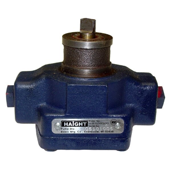 A blue and silver All Points filter pump with a red valve on the side.
