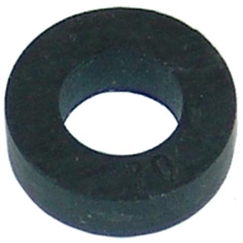 A round black rubber washer with a hole in the center.