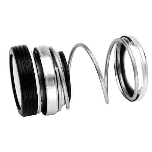 A metal ring with a metal spiral and two rubber seals.