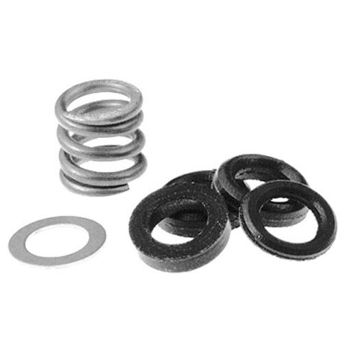 A set of black rubber rings and metal springs.