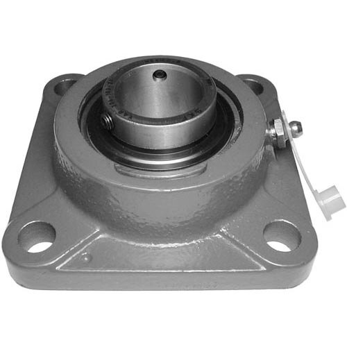 A close-up of a metal All Points flanged bearing with a circular flange and a grease fitting.
