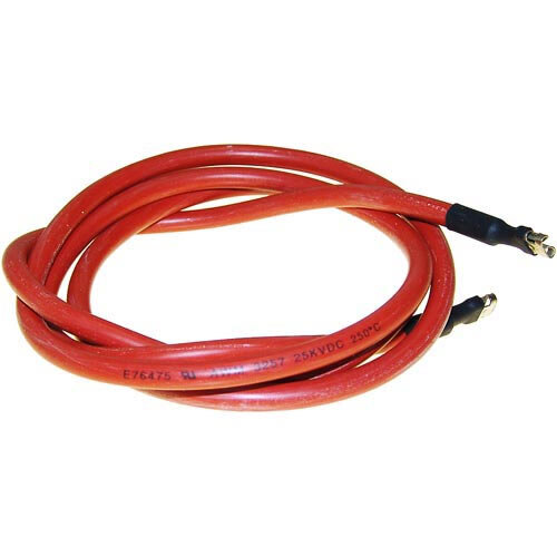 A red cable with black female push-on connectors.