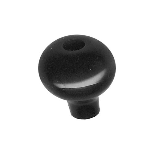 A black knob with a hole.