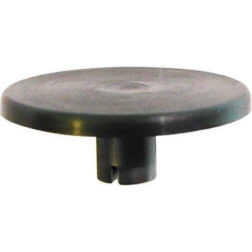 A black plastic round All Points spacer plug.