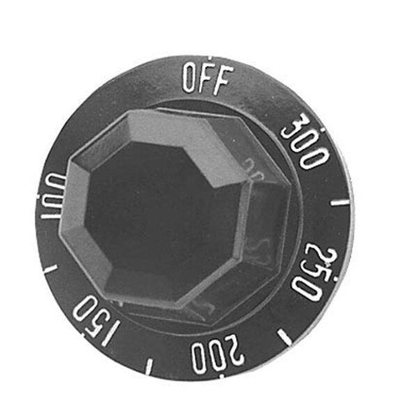 A black knob with white text reading "Off" and numbers