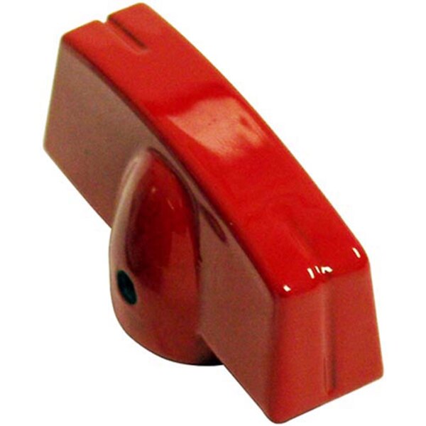A close-up of a red All Points aluminum knob.